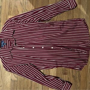 Paul Frederick Men's Striped Burgundy Shirt 15.5 33 trim fit